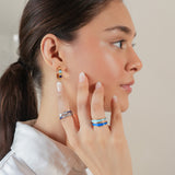 2-in-1 Enamel Wave Ring- Blue