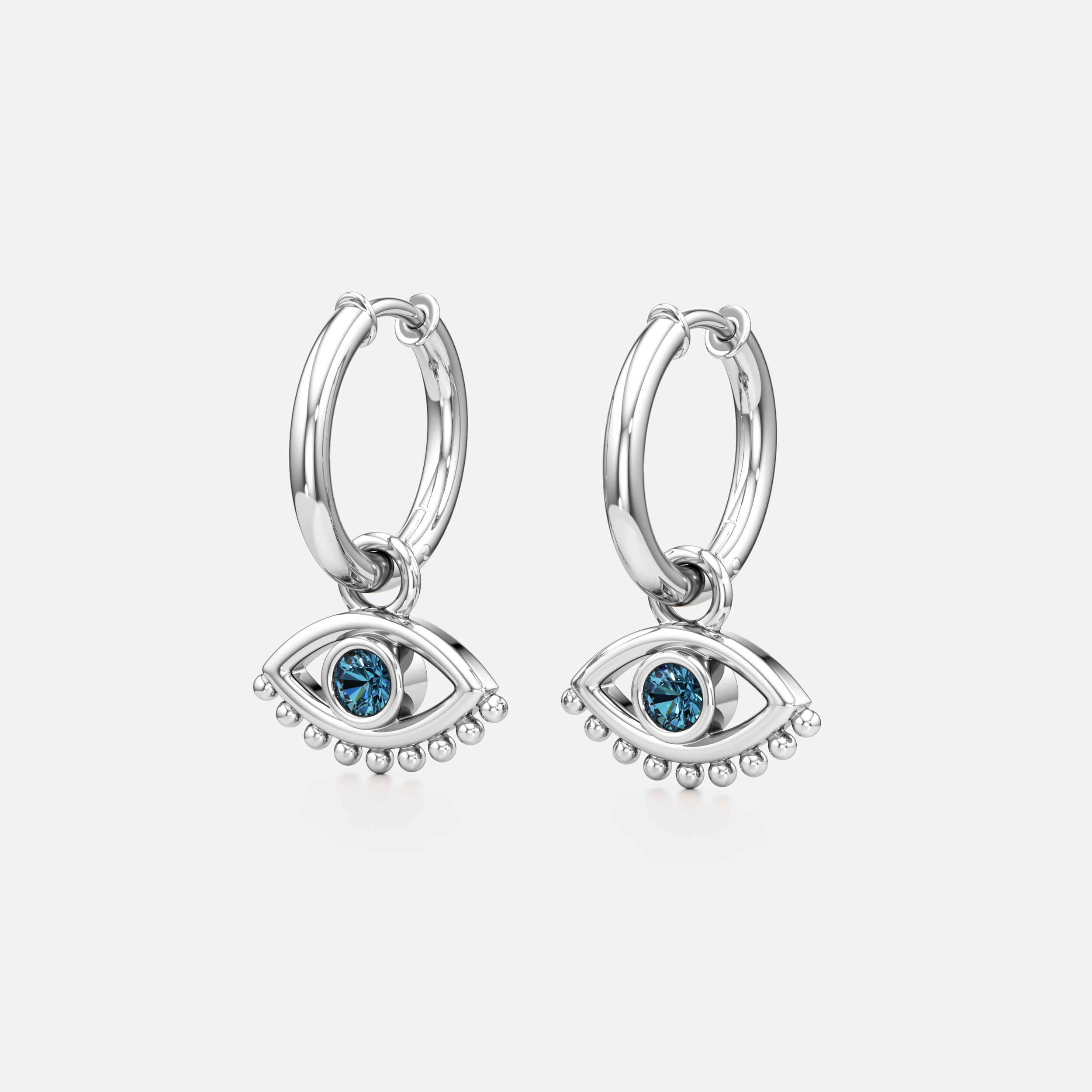 Azure Evil Eye Hoop Earrings