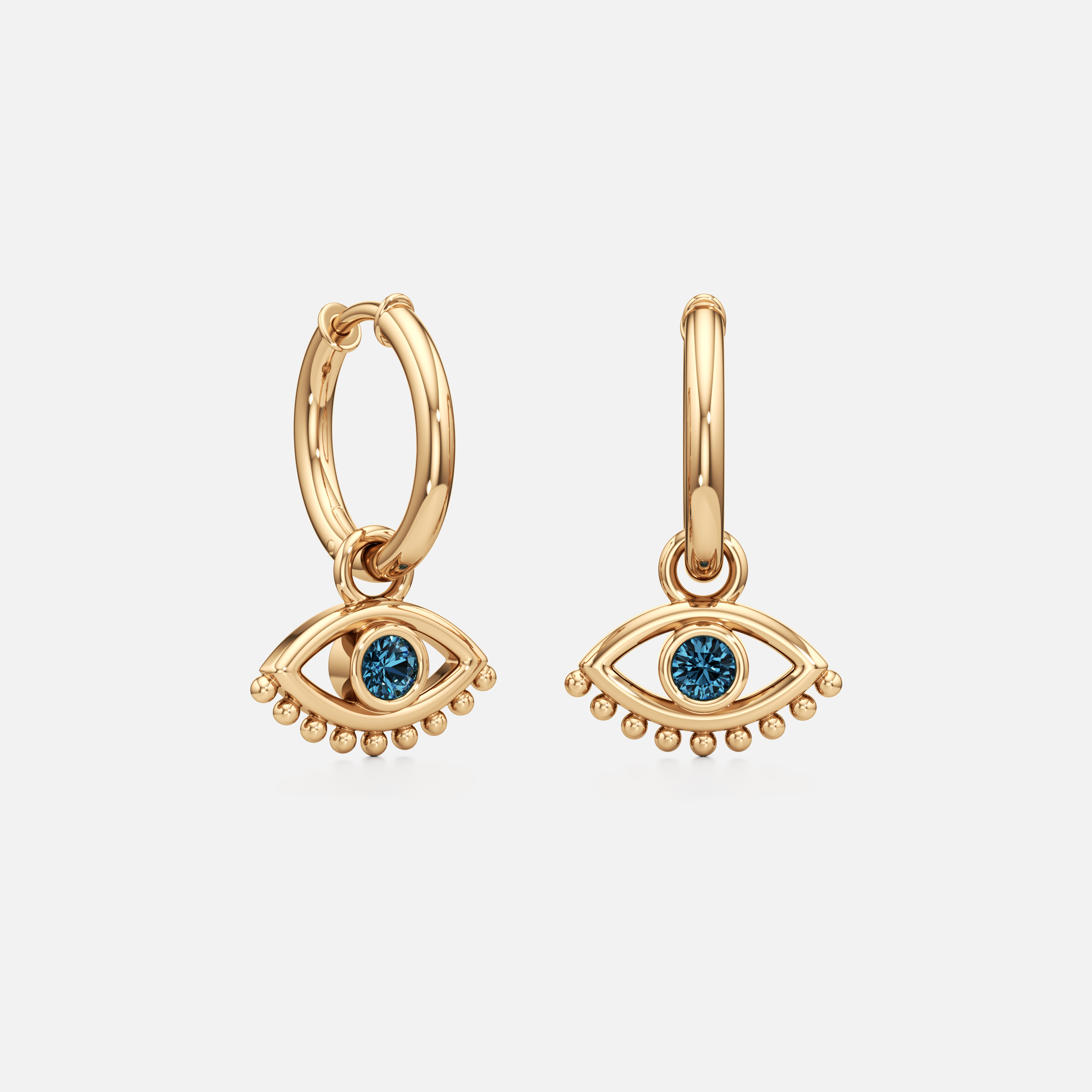 Azure Evil Eye Hoop Earrings