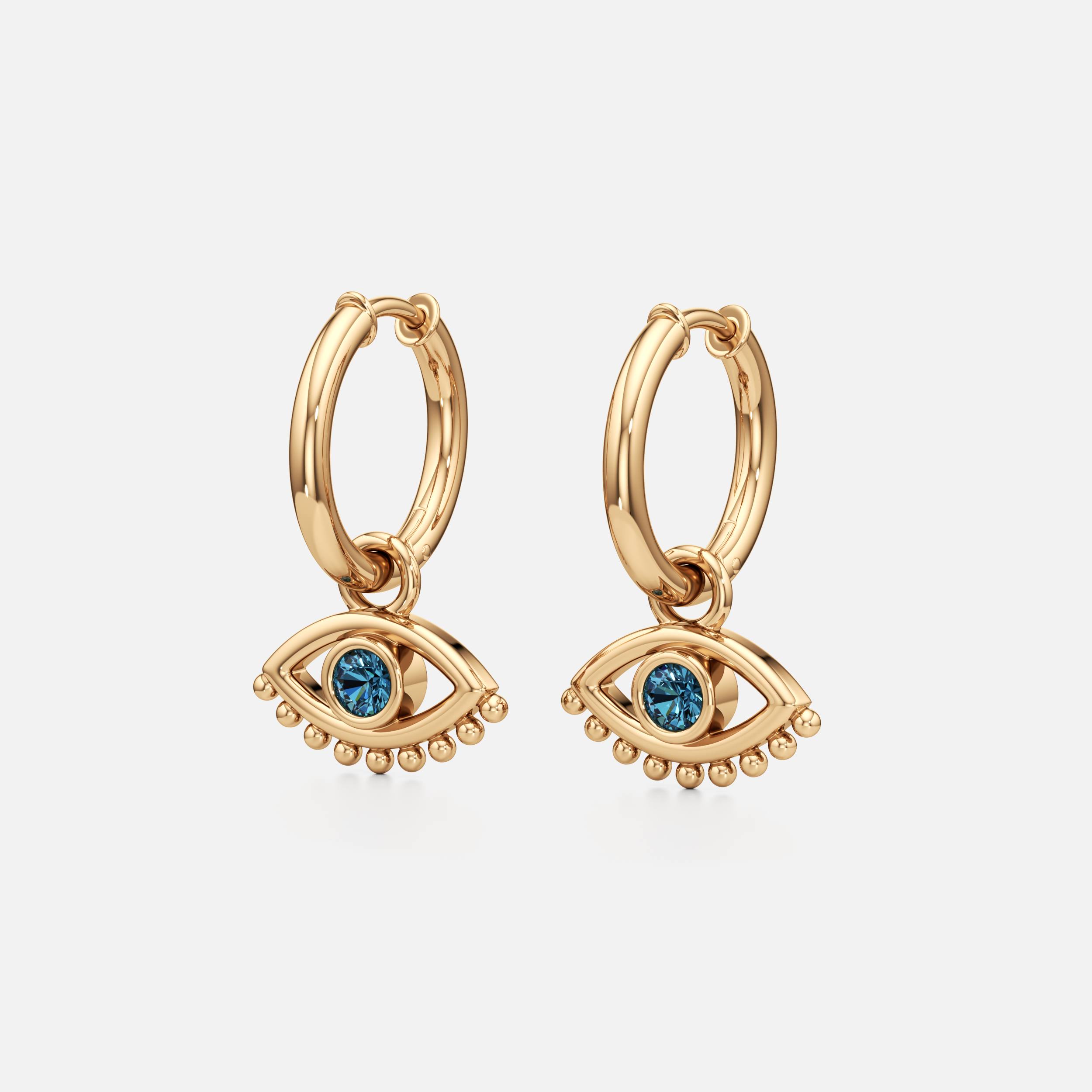Azure Evil Eye Hoop Earrings