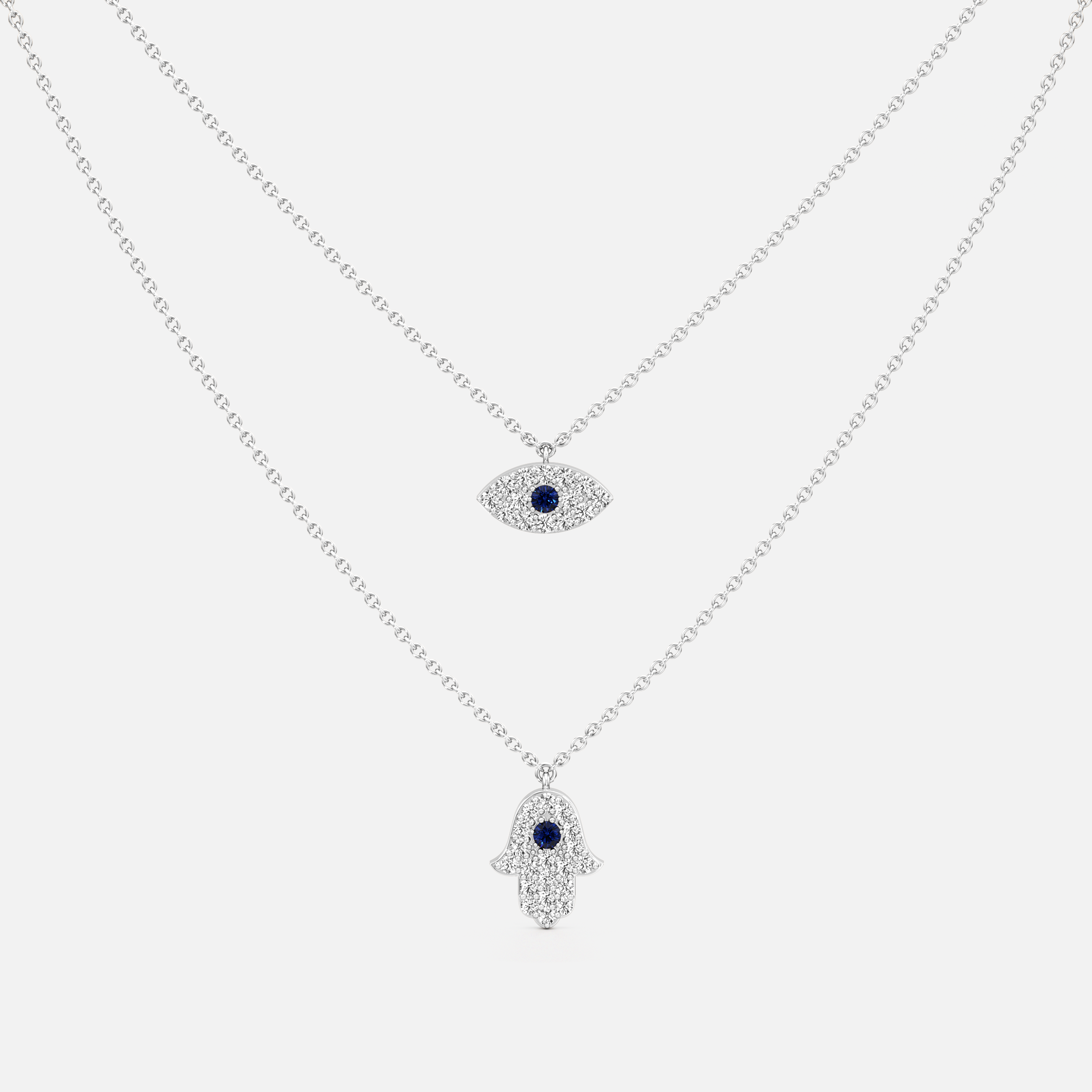 Evil Eye & Hamsa Layered Pendant