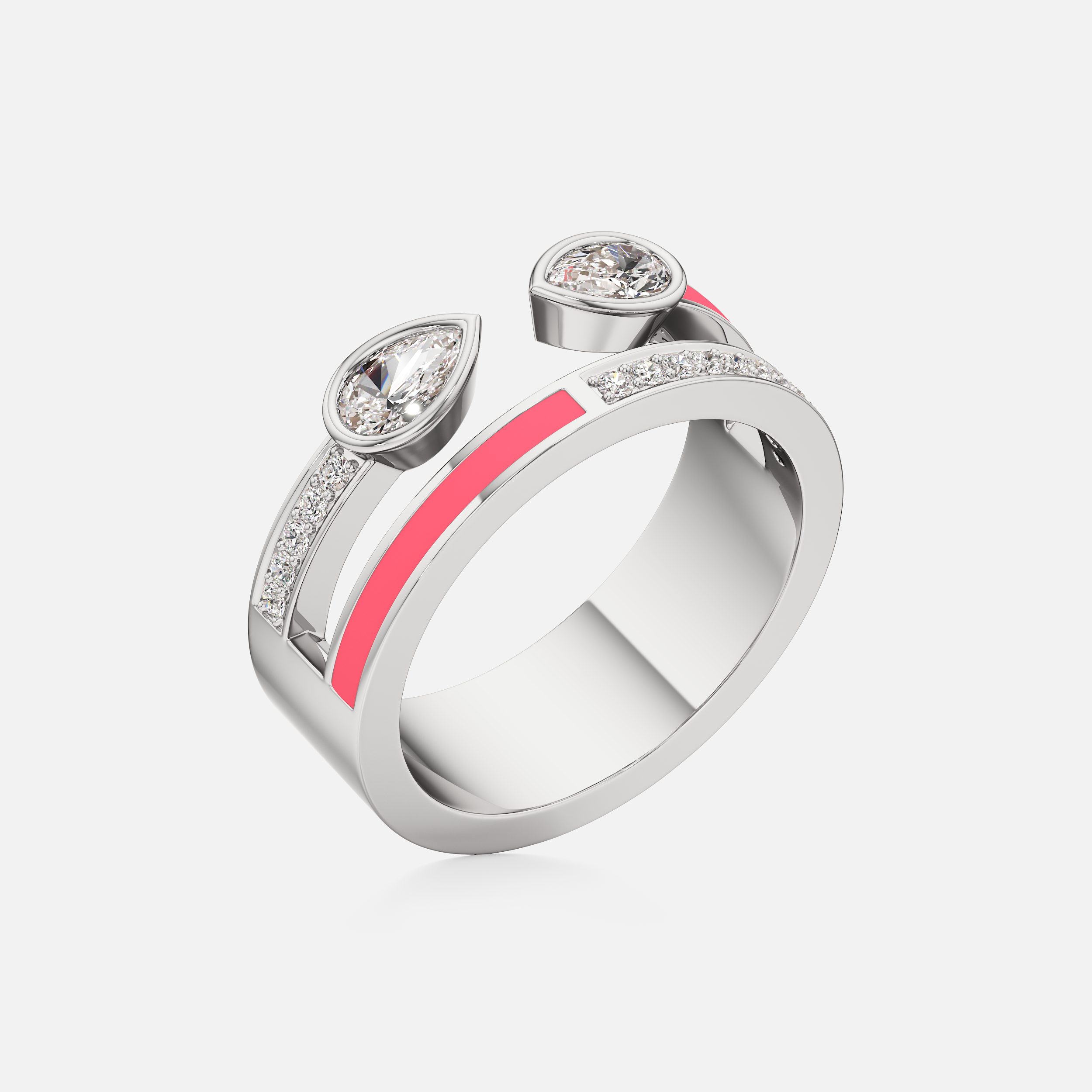 Pear Enamel Ring- Pink